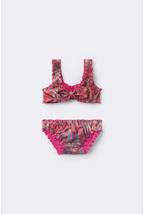 Maillot De Bain Deux Pièces Fille Multicolor Ethnic Rouge