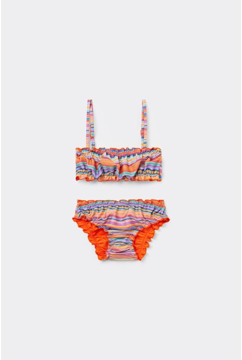 Maillot De Bain Deux Pièces Fille Colorful Stripes