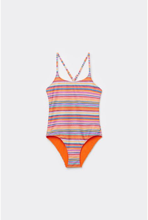 Maillot De Bain Une Pièce Fille Colorful Stripes
