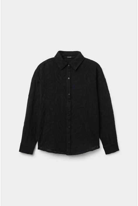 Chemisier Court Jacquard Noir