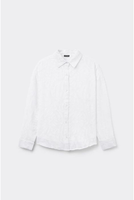 Chemisier Court Jacquard Blanc