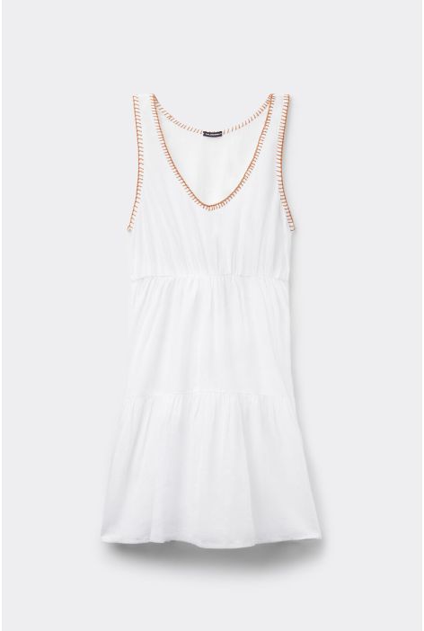 Robe Courte Brodée Blanc