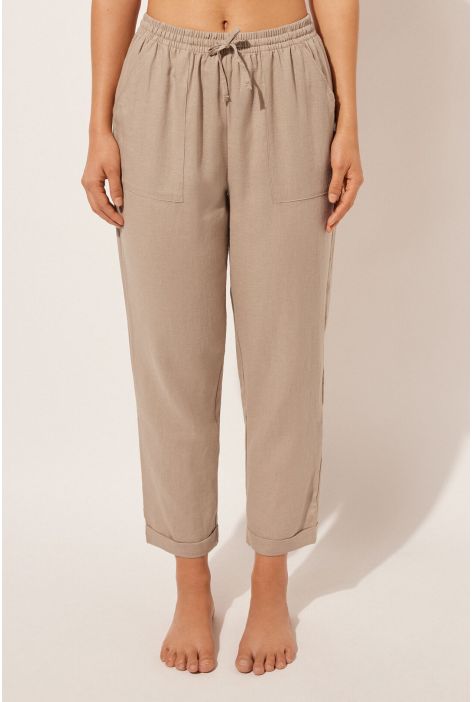 Pantalon En Lin Et Viscose Naturel