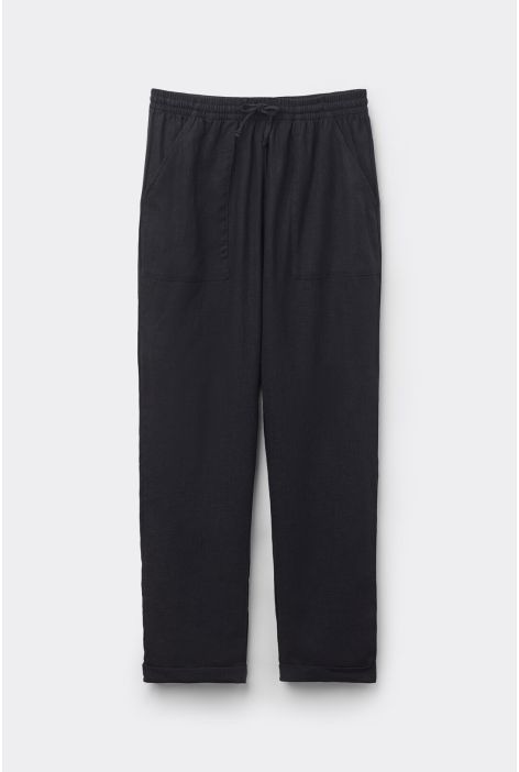 Pantalon En Lin Et Viscose Noir
