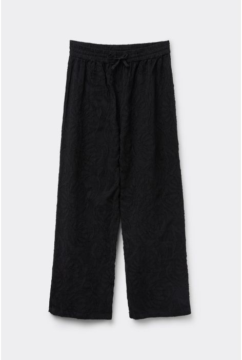 Pantalon Palazzo Jacquard Noir