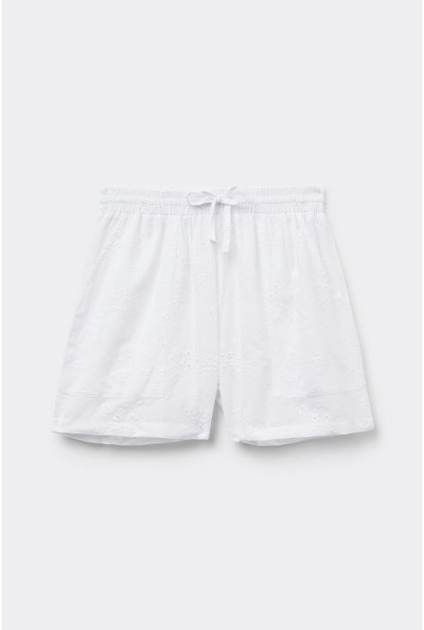Pantacourt En Dentelle Anglaise Blanc