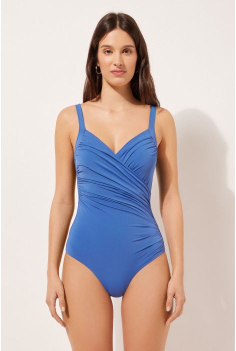 Maillot Une Pièce Gainant Légèrement Rembourré Indonesia Bleu