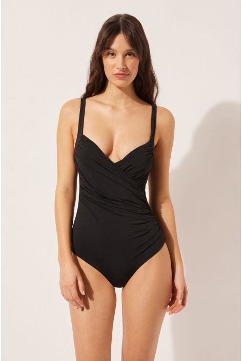 Maillot Une Pièce Gainant Légèrement Rembourré Indonesia Noir