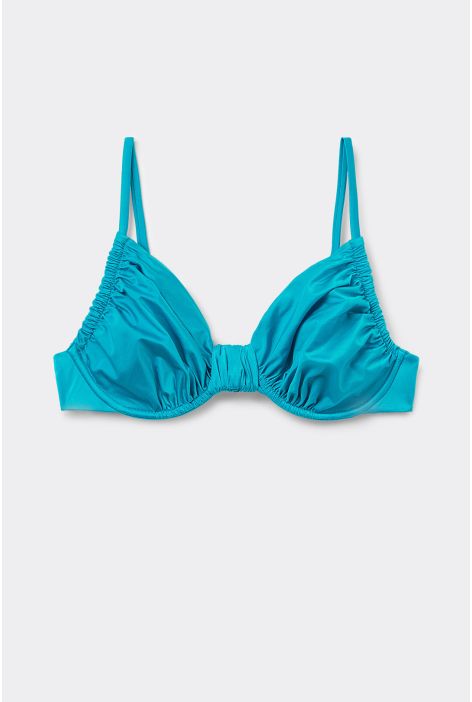 Haut De Maillot Balconnet Shiny Satin Bleu Ciel