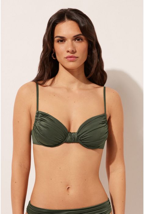 Haut De Maillot Balconnet Shiny Satin Vert