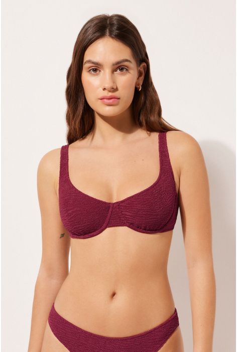 Haut De Maillot Balconnet Crinkle Waves Rouge