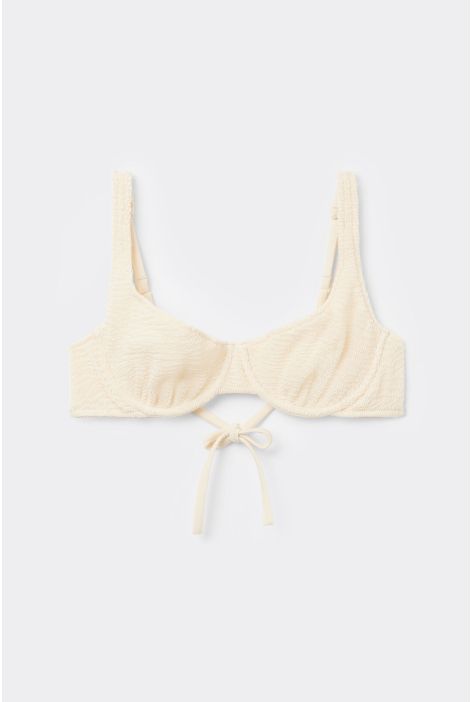 Haut De Maillot Balconnet Crinkle Waves Blanc