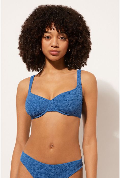 Haut De Maillot Balconnet Crinkle Waves Bleu