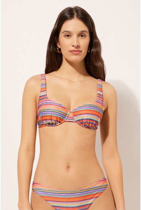 Haut De Maillot Balconnet Colorful Stripes Multicolore