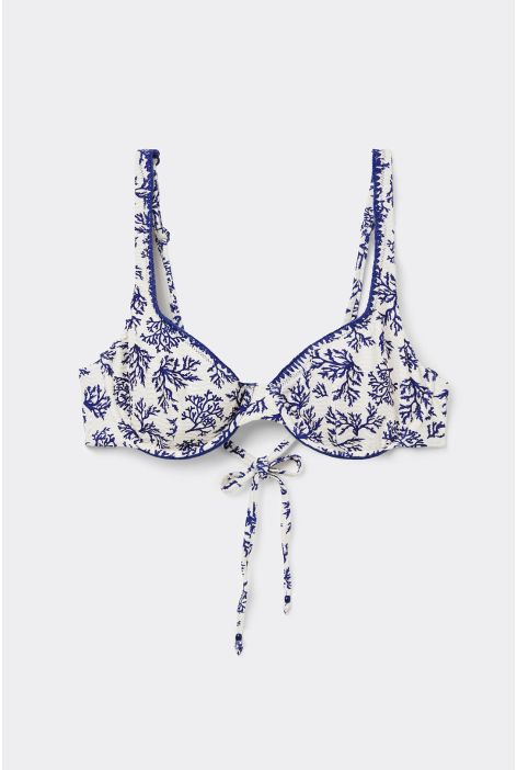 Haut De Maillot Balconnet Blue Corals Bleu