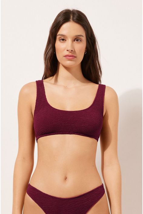 Haut De Maillot Brassière Crinkle Waves Rouge