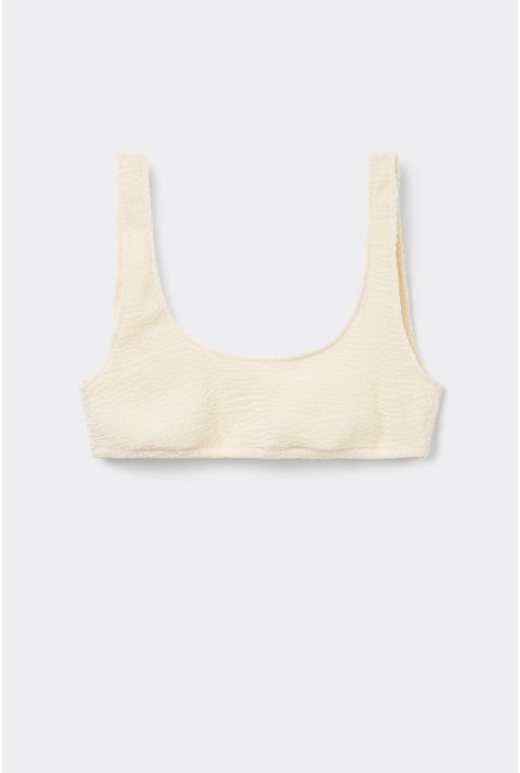 Haut De Maillot Brassière Crinkle Waves Blanc