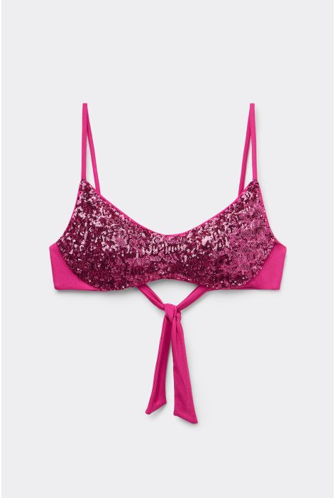 Haut De Maillot Brassière À Rembourrage Amovible Glowing Surface Rose