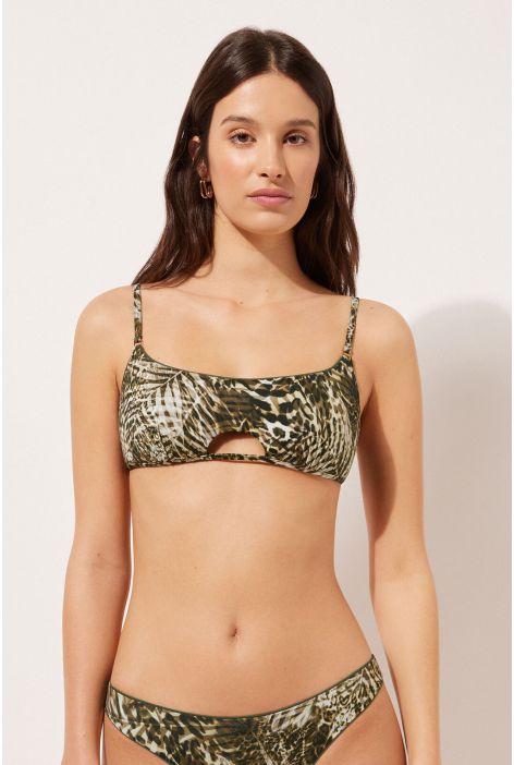 Haut De Maillot Brassière Tropical Animalier Vert