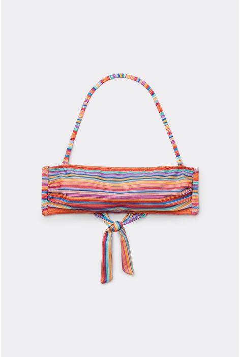 Haut De Maillot Bandeau Colorful Stripes Multicolore