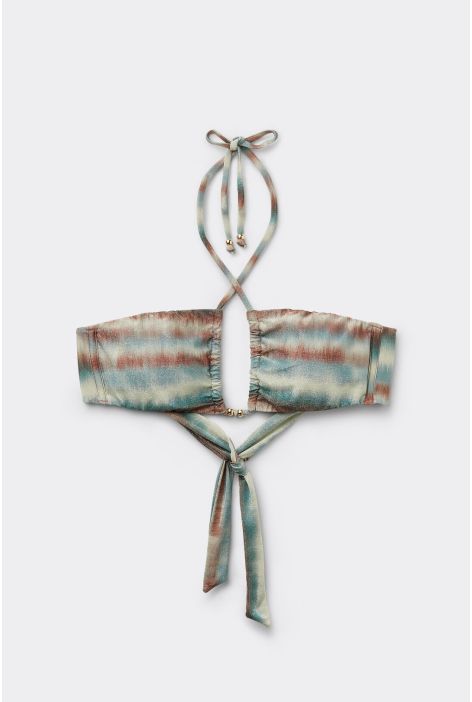 Haut De Maillot Bandeau À Lanières Glittery Tie-dye