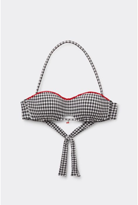 Haut De Maillot Bandeau Rembourré Cherry Vichy