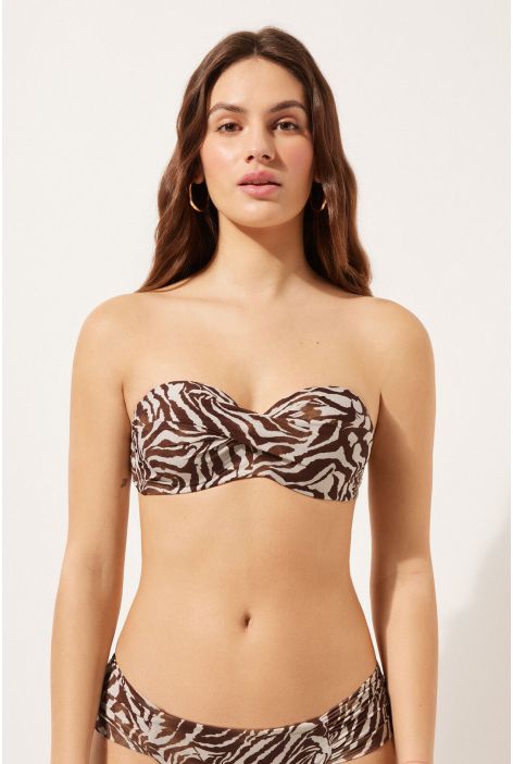 Haut De Maillot Bandeau Brown Zebra Marron