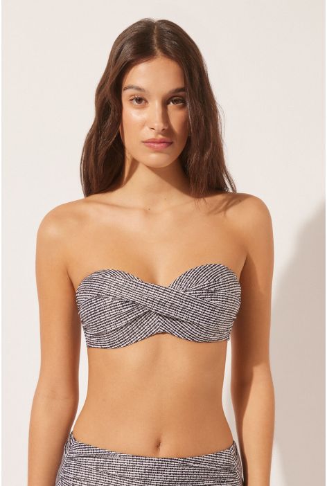 Haut De Maillot Bandeau Black Dots Noir