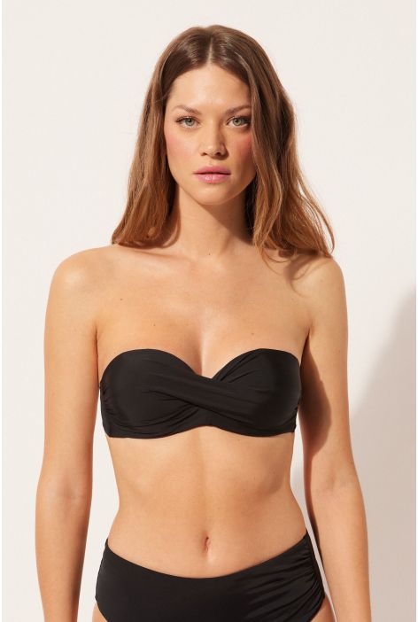 Bikini Bandeau Croisé À Rembourrage Léger Noir