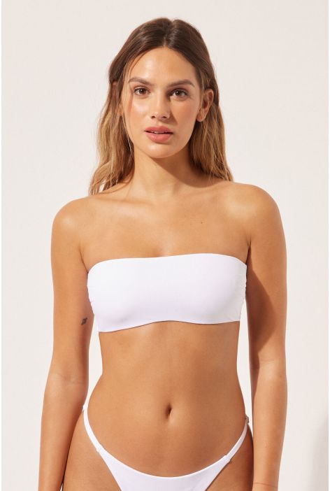 Haut De Maillot Bandeau Coupe Droite À Rembourrage Léger Indonesia Blanc