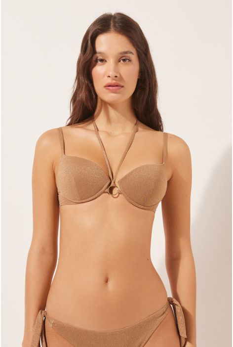 Haut De Maillot Push-up Rembourré Progressif Golden Gleam Marron