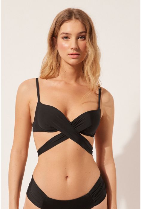 Haut De Maillot De Bain Push-up Croisé Devant Noir