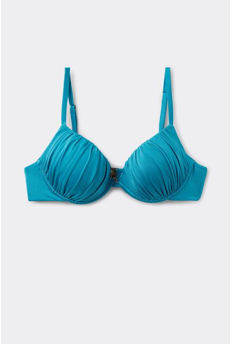 Haut De Maillot Push-up Shiny Satin Bleu Ciel