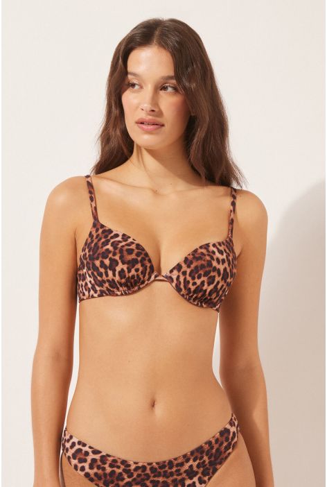 Haut De Maillot Push-up Classic Animalier Noir