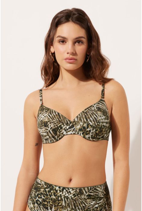Haut De Maillot Push-up Tropical Animalier Vert