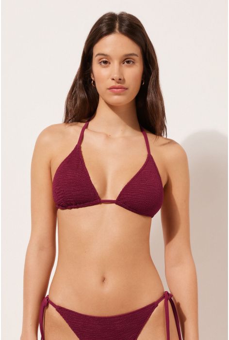 Haut De Maillot Triangle À Rembourrage Amovible Crinkle Waves Rouge