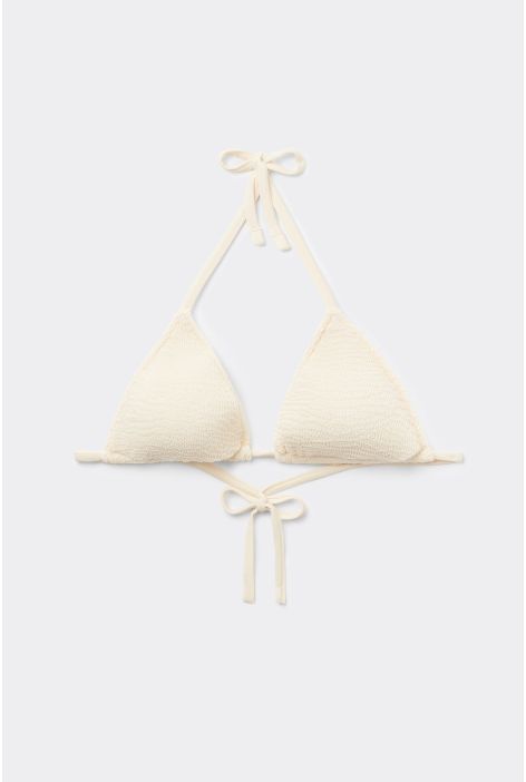 Haut De Maillot Triangle À Rembourrage Amovible Crinkle Waves Blanc