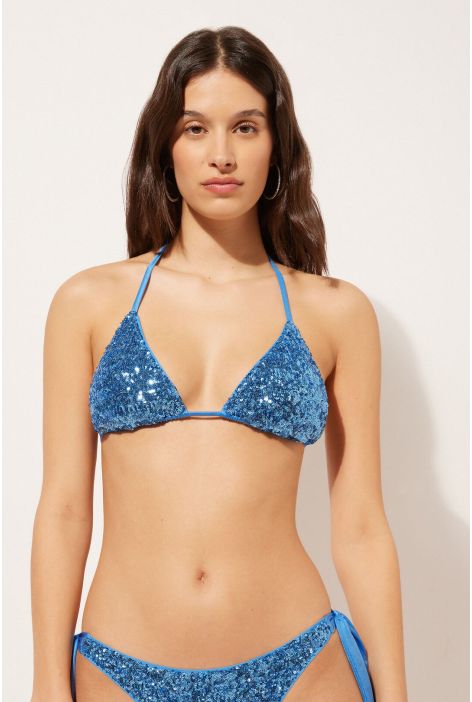 Haut De Maillot Triangle À Rembourrage Amovible Glowing Surface Bleu Ciel