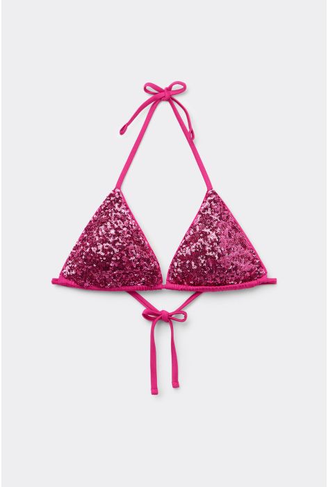 Haut De Maillot Triangle À Rembourrage Amovible Glowing Surface Rose
