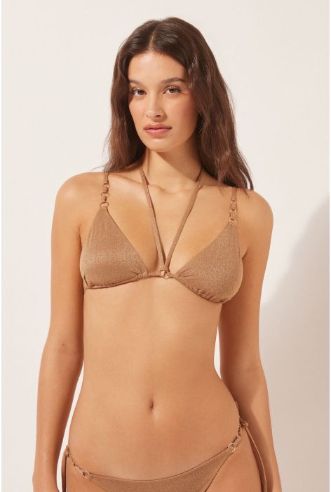 Haut De Maillot Triangle Rembourrage Amovible Golden Gleam Marron