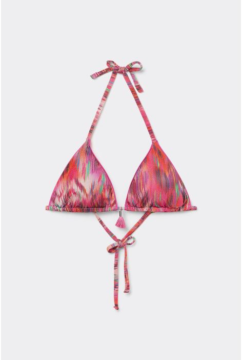 Haut De Maillot Triangle Multicolor Ethnic Rouge