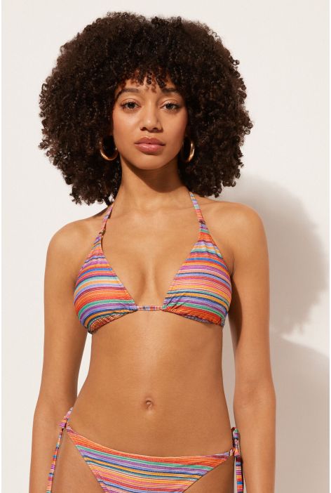 Haut De Maillot Triangle Colorful Stripes Multicolore