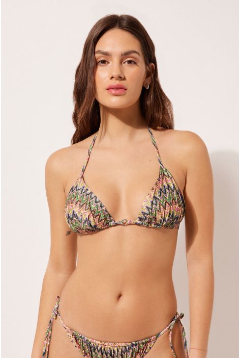 Haut De Maillot Triangle Bright Optical Multicolore