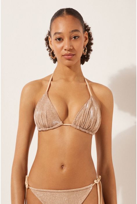 Haut De Maillot Triangle Golden Glitter