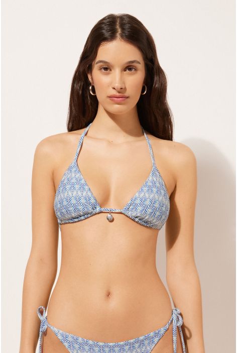Haut De Maillot Triangle Delicate Geometric Bleu