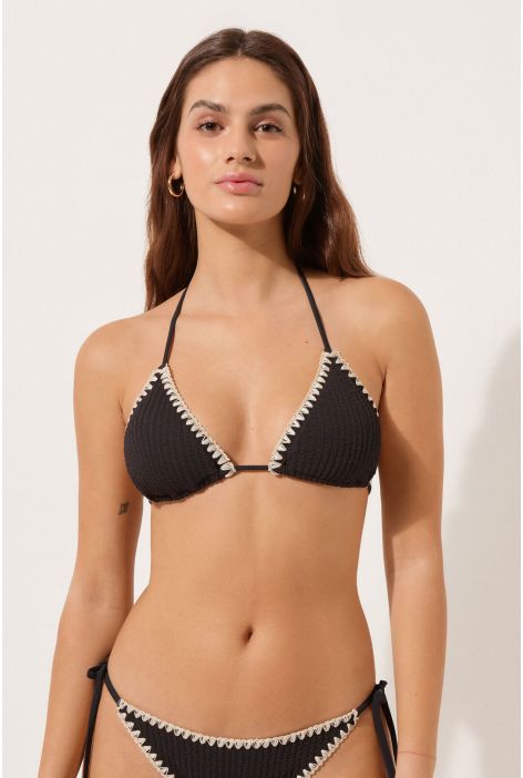 Haut De Maillot Triangle Bicolor Noir
