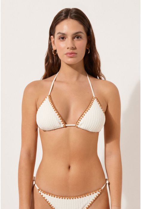 Haut De Maillot Triangle Bicolor Blanc