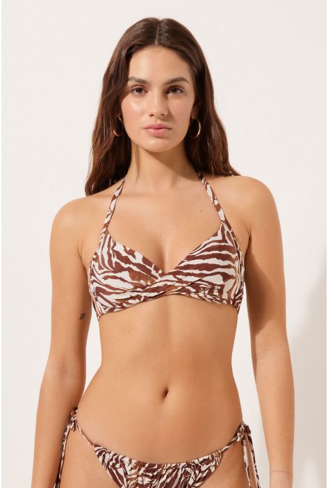Haut De Maillot Triangle Rembourré Brown Zebra Marron