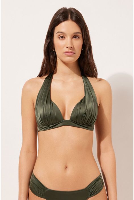 Haut De Maillot Triangle Rembourré Progressif Shiny Satin Vert