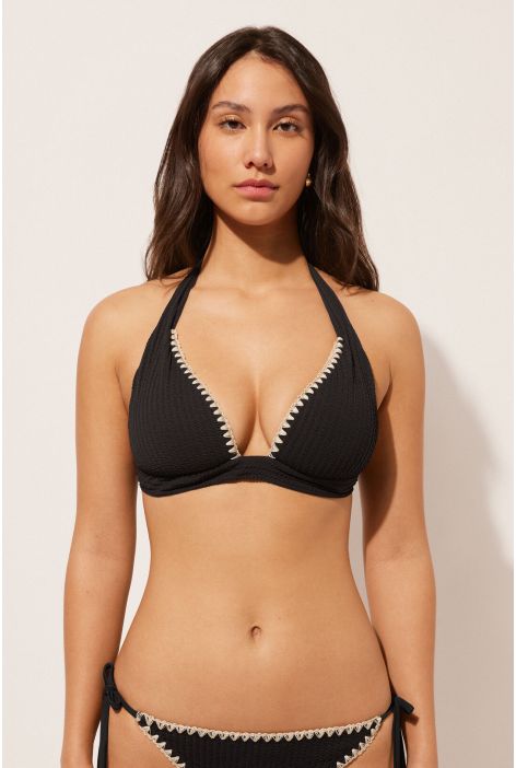 Haut De Maillot Triangle Rembourré Bicolor Noir